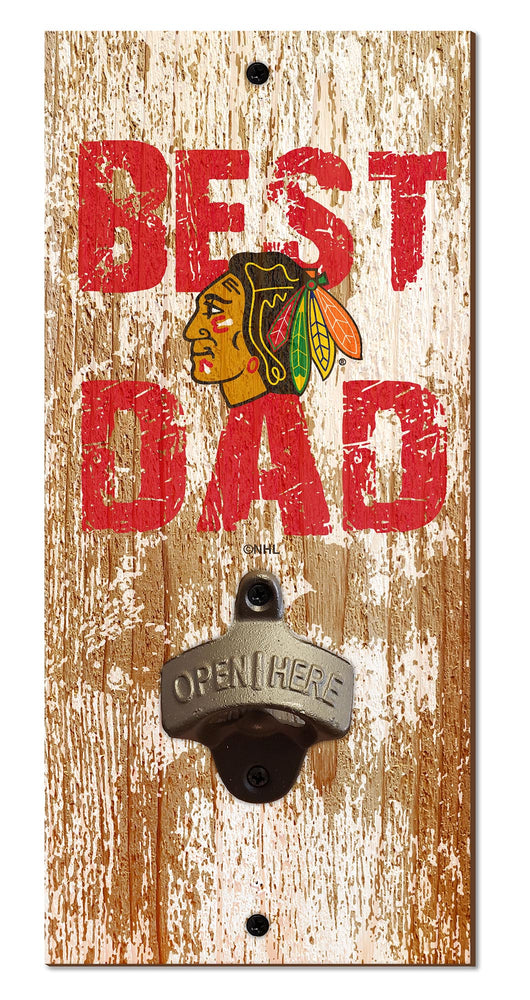 Wholesale NHL / H1077-Best Dad Bottle Opener / H1077-Chicago Blackhawks