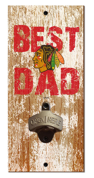 Wholesale NHL / H1077-Best Dad Bottle Opener / H1077-Chicago Blackhawks
