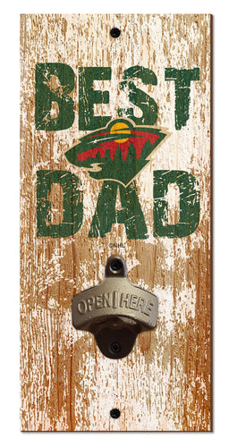 Wholesale NHL / H1077-Best Dad Bottle Opener / H1077-Minnesota Wild