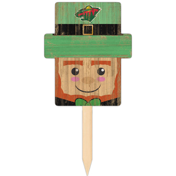 Wholesale NHL / H2146-Leprechaun Head Yard Stake / H2146-Minnesota Wild