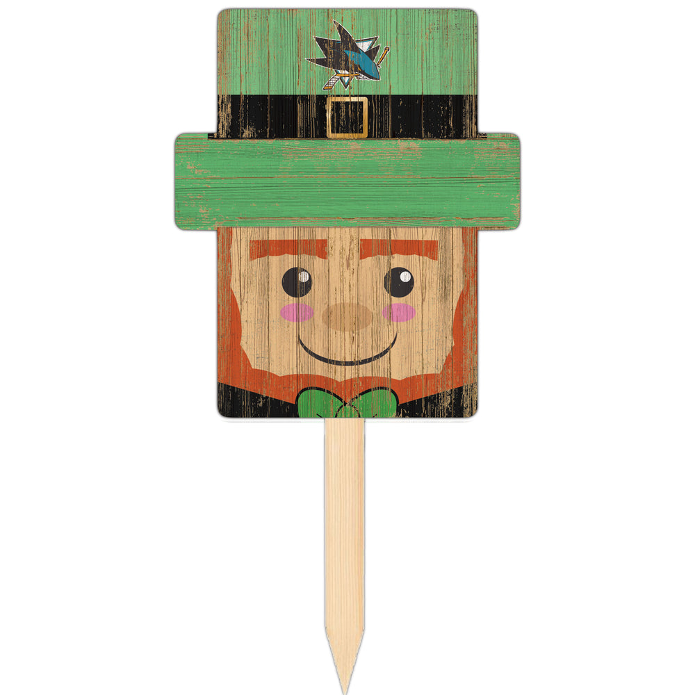 Wholesale NHL / H2146-Leprechaun Head Yard Stake / H2146-San Jose Sharks