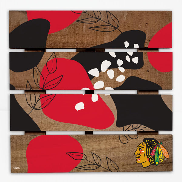 Wholesale NHL / H2222-Abstract Floral Trivet Hot Plate / H2222-Chicago Blackhawks