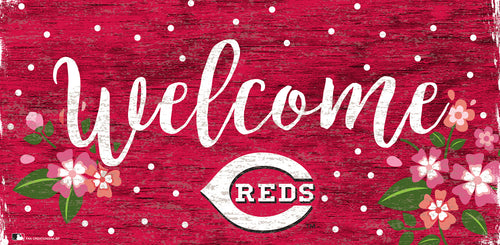 Wholesale MLB0964-Welcome Floral 6x12 / M0964-Cincinnati Reds