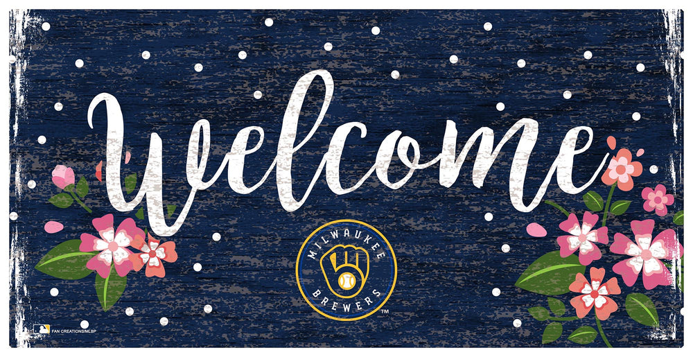Wholesale MLB0964-Welcome Floral 6x12 / M0964-Milwaukee Brewers