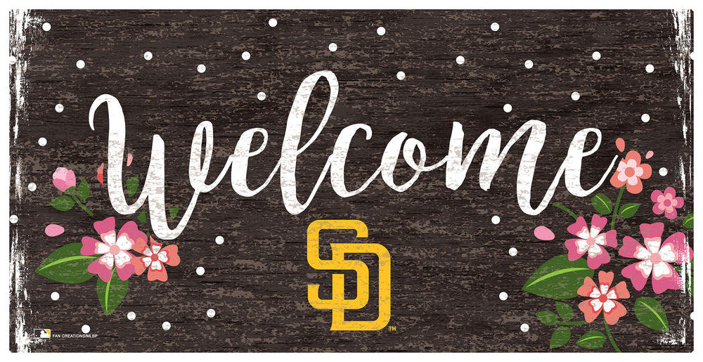 Wholesale MLB0964-Welcome Floral 6x12 / M0964-San Diego Padres