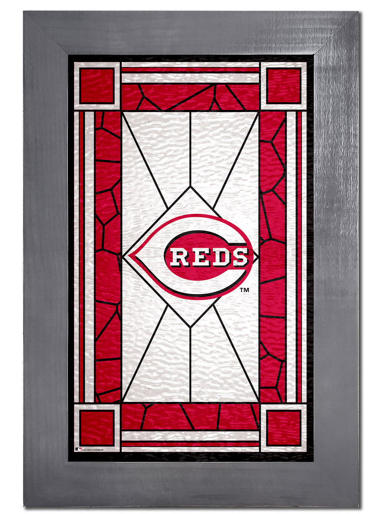 Wholesale MLB1017F-Stained Glass with Frame / M1017-Cincinnati Reds