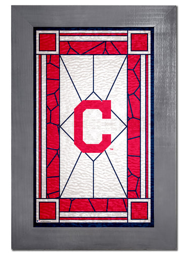 Wholesale MLB1017F-Stained Glass with Frame / M1017-Cleveland Indians