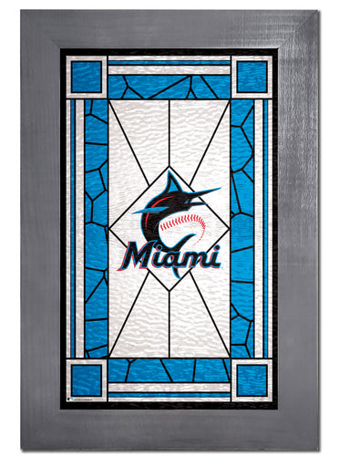 Wholesale MLB1017F-Stained Glass with Frame / M1017-Miami Marlins
