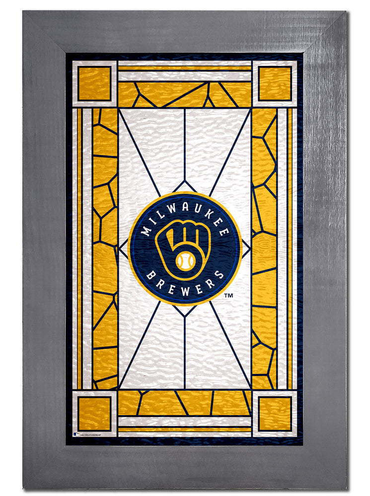 Wholesale MLB1017F-Stained Glass with Frame / M1017-Milwaukee Brewers