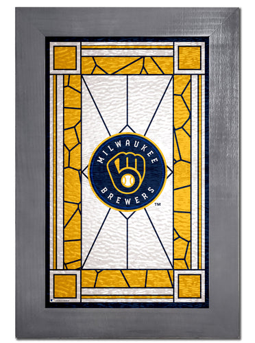 Wholesale MLB1017F-Stained Glass with Frame / M1017-Milwaukee Brewers