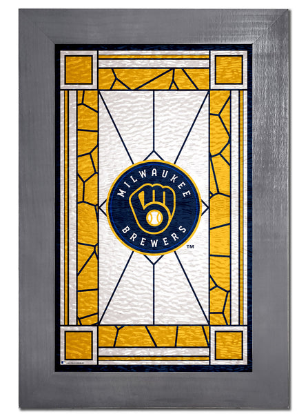 Wholesale MLB1017F-Stained Glass with Frame / M1017-Milwaukee Brewers