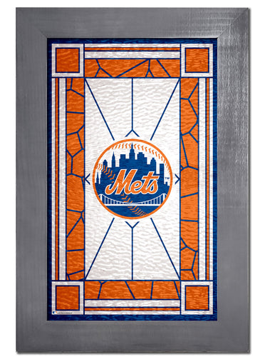 Wholesale MLB1017F-Stained Glass with Frame / M1017-New York Mets