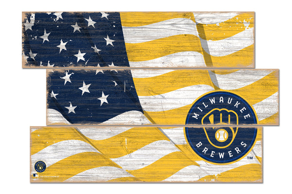 Wholesale MLB1028-Flag 3 Plank / M1028-Milwaukee Brewers