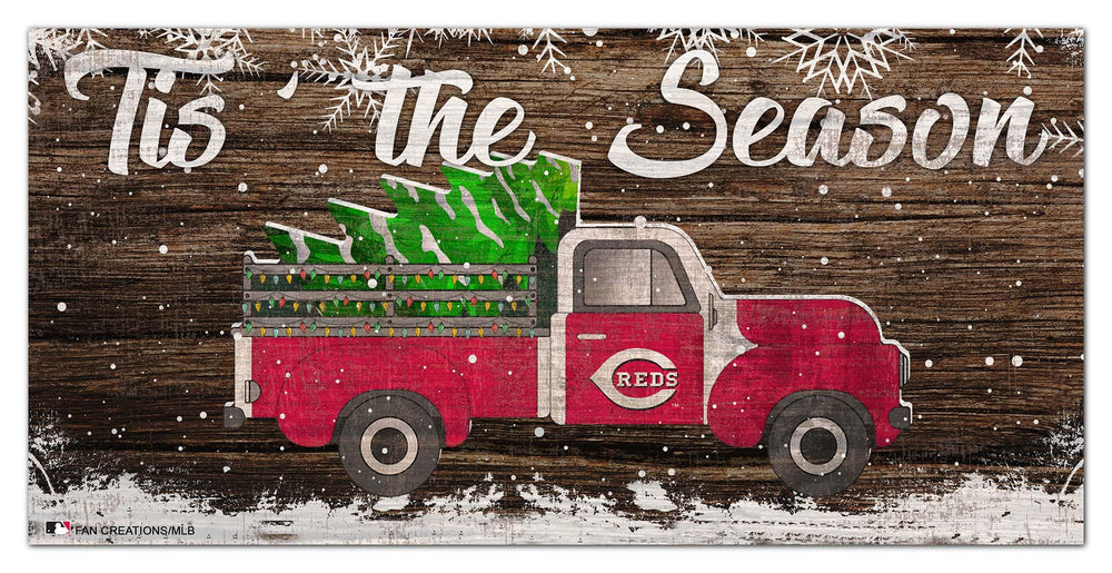 Wholesale MLB1032-Tis the Season Truck 6x12 / M1032-Cincinnati Reds