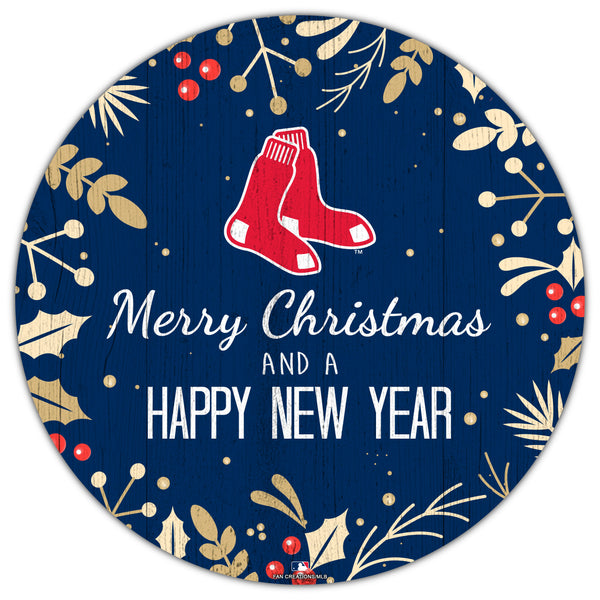 Wholesale MLB1049-Merry Christmas New Year 12in Circle / M1049-Boston Red Sox