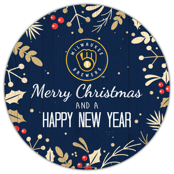 Wholesale MLB1049-Merry Christmas New Year 12in Circle / M1049-Milwaukee Brewers