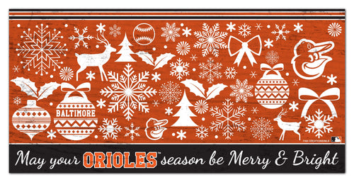 Wholesale MLB1052-Merry and Bright 6x12 / M1052-Baltimore Orioles