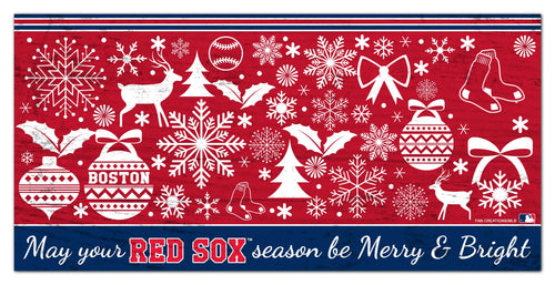 Wholesale MLB1052-Merry and Bright 6x12 / M1052-Boston Red Sox