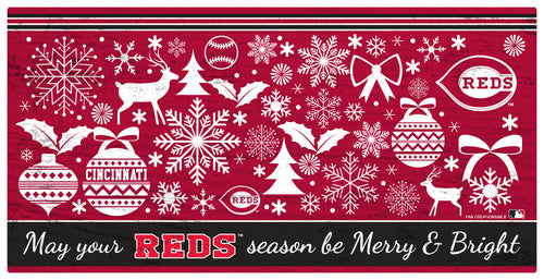 Wholesale MLB1052-Merry and Bright 6x12 / M1052-Cincinnati Reds
