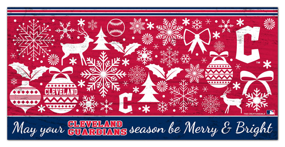 Wholesale MLB1052-Merry and Bright 6x12 / M1052-Cleveland Guardians