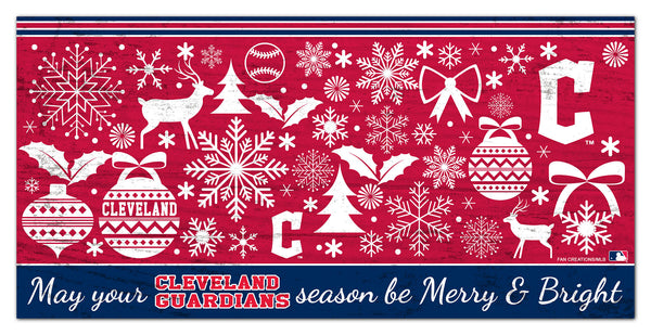 Wholesale MLB1052-Merry and Bright 6x12 / M1052-Cleveland Guardians