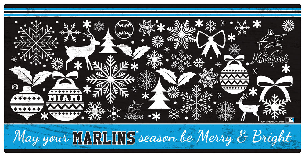 Wholesale MLB1052-Merry and Bright 6x12 / M1052-Miami Marlins