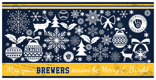 Wholesale MLB1052-Merry and Bright 6x12 / M1052-Milwaukee Brewers