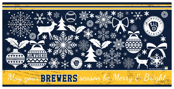 Wholesale MLB1052-Merry and Bright 6x12 / M1052-Milwaukee Brewers