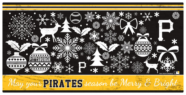 Wholesale MLB1052-Merry and Bright 6x12 / M1052-Pittsburgh Pirates