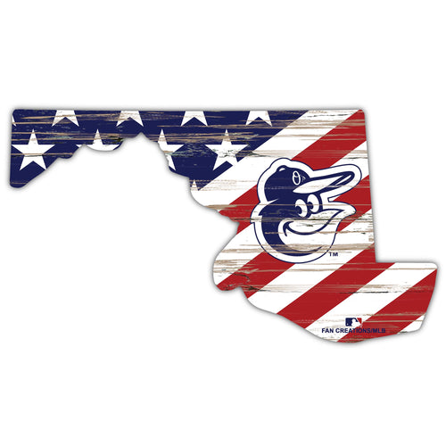 Wholesale MLB2043-American Flag State Cutout 12in / M2043-Baltimore Orioles