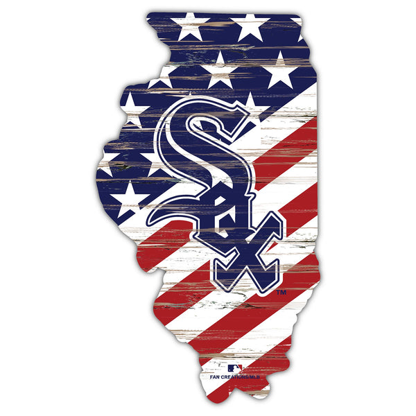 Wholesale MLB2043-American Flag State Cutout 12in / M2043-Chicago White Sox