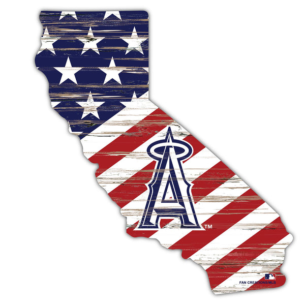 Wholesale MLB2043-American Flag State Cutout 12in / M2043-Los Angeles Angels