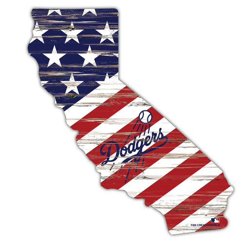 Wholesale MLB2043-American Flag State Cutout 12in / M2043-Los Angeles Dodgers