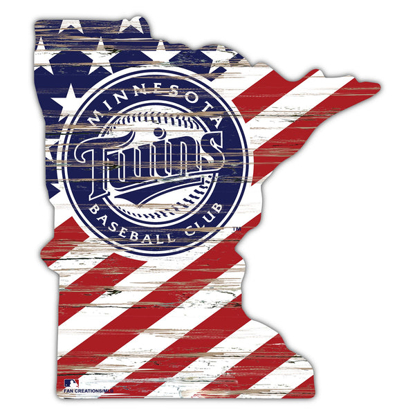 Wholesale MLB2043-American Flag State Cutout 12in / M2043-Minnesota Twins