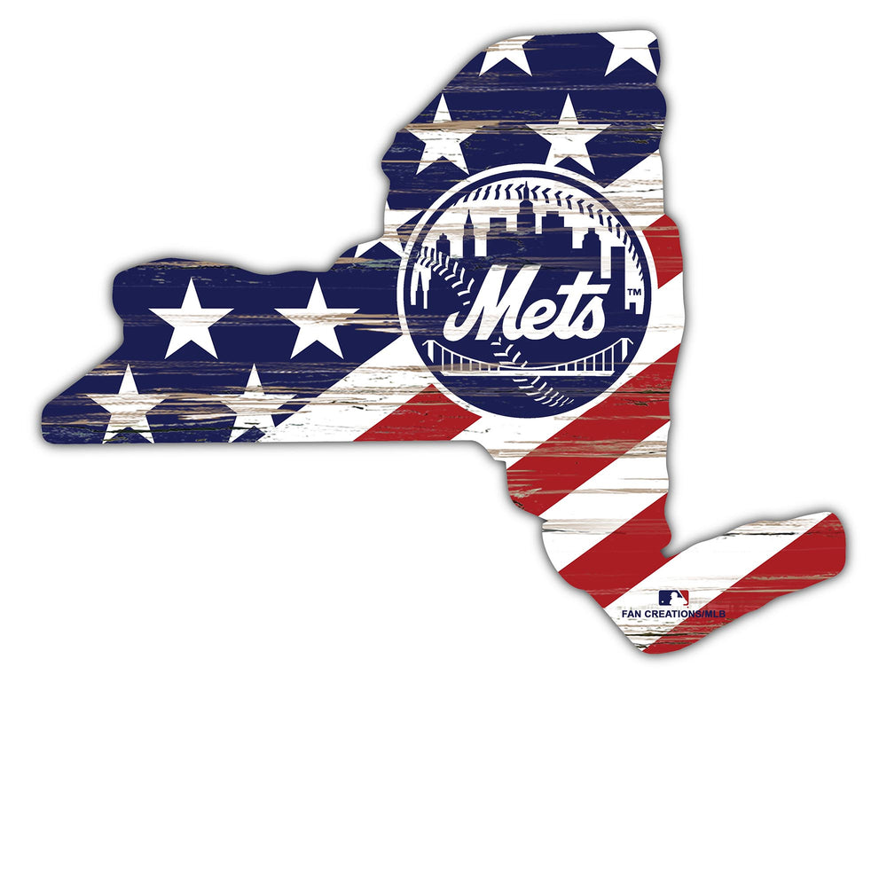 Wholesale MLB2043-American Flag State Cutout 12in / M2043-New York Mets