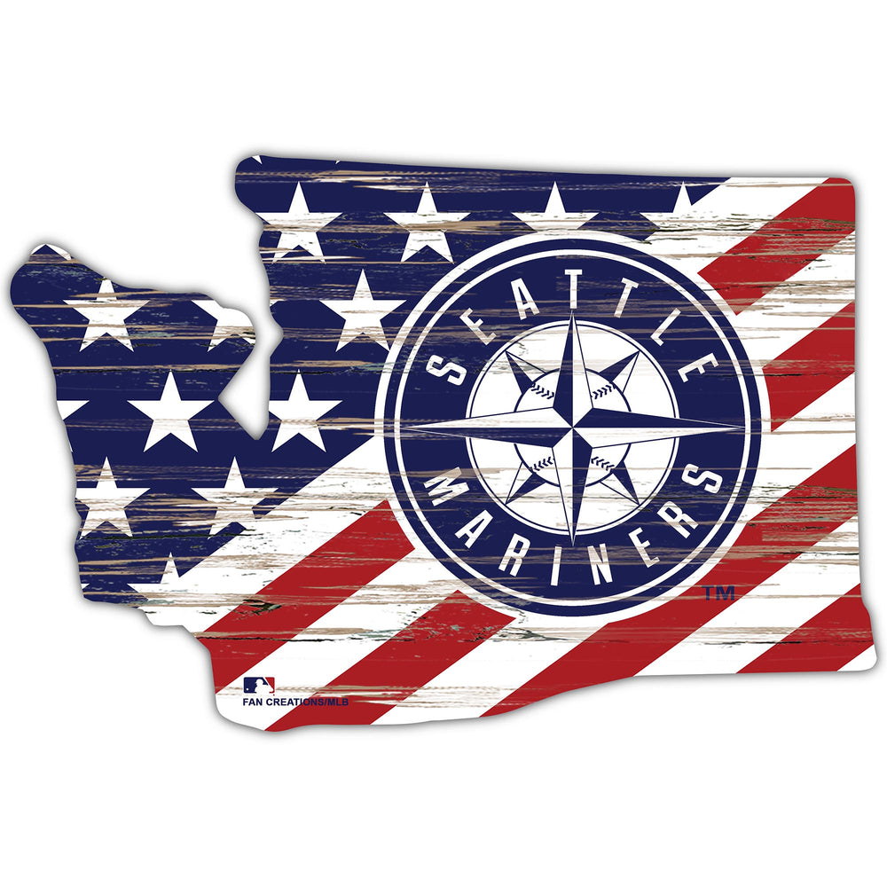 Wholesale MLB2043-American Flag State Cutout 12in / M2043-Seattle Mariners