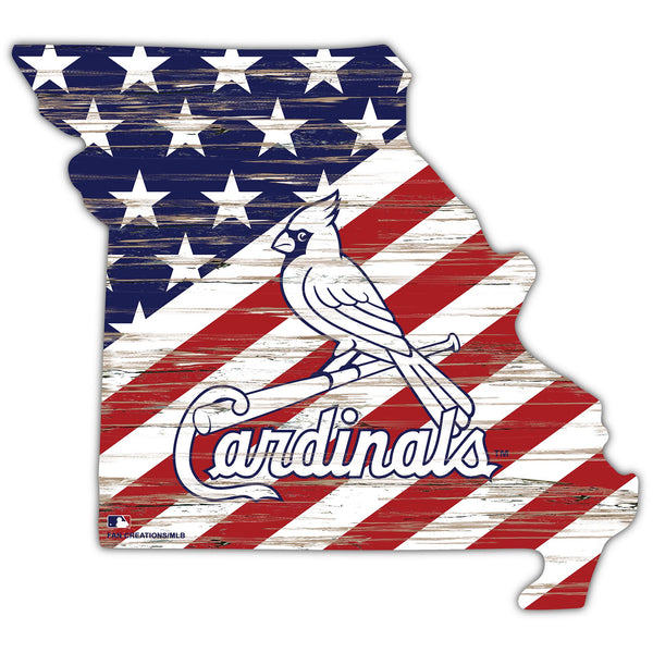 Wholesale MLB2043-American Flag State Cutout 12in / M2043-St Louis Cardinals