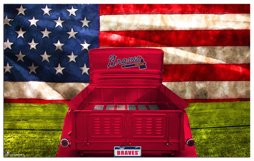 Wholesale MLB2072-Patriotic Retro Truck 11x19 / M2072-Atlanta Braves