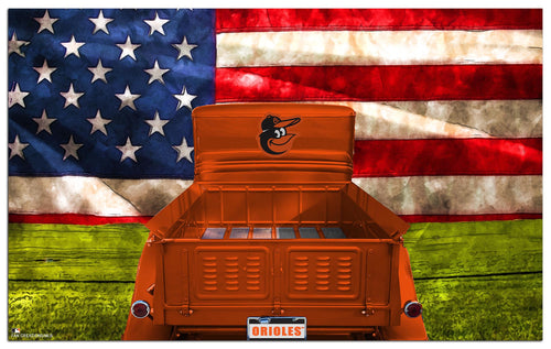Wholesale MLB2072-Patriotic Retro Truck 11x19 / M2072-Baltimore Orioles