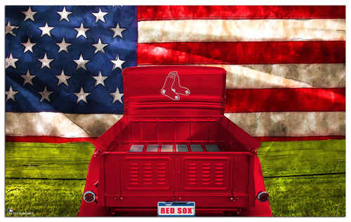 Wholesale MLB2072-Patriotic Retro Truck 11x19 / M2072-Boston Red Sox