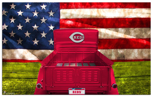 Wholesale MLB2072-Patriotic Retro Truck 11x19 / M2072-Cincinnati Reds