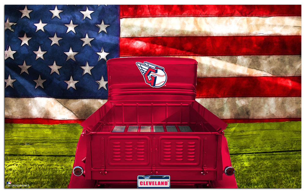 Wholesale MLB2072-Patriotic Retro Truck 11x19 / M2072-Cleveland Guardians