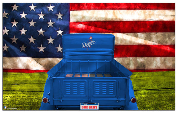 Wholesale MLB2072-Patriotic Retro Truck 11x19 / M2072-Los Angeles Dodgers
