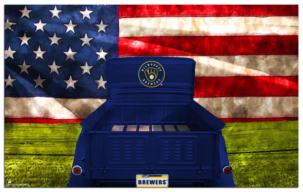 Wholesale MLB2072-Patriotic Retro Truck 11x19 / M2072-Milwaukee Brewers