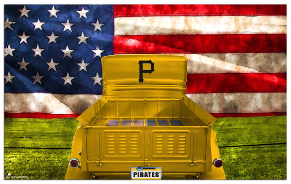 Wholesale MLB2072-Patriotic Retro Truck 11x19 / M2072-Pittsburgh Pirates