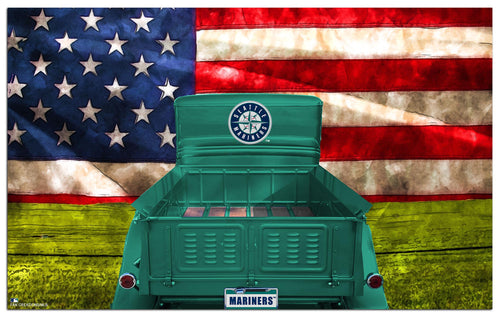 Wholesale MLB2072-Patriotic Retro Truck 11x19 / M2072-Seattle Mariners