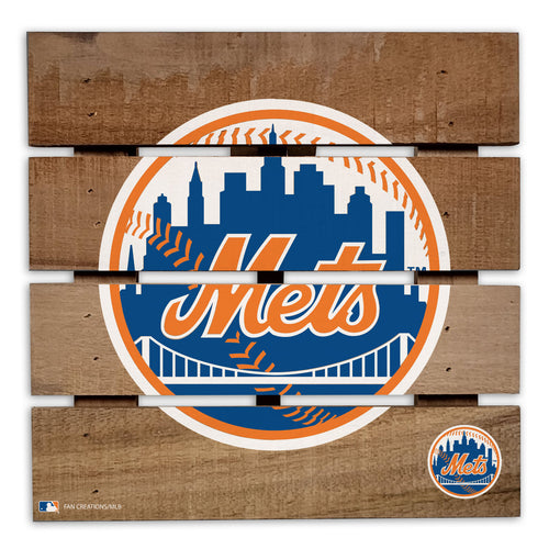 Wholesale MLB2122-Wooden 8in Hotplate / M2122-New York Mets