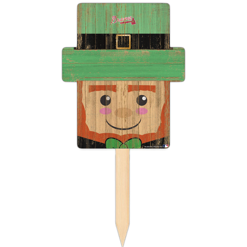 Wholesale MLB2146-Leprechaun Head Yard Stake / M2146-Atlanta Braves