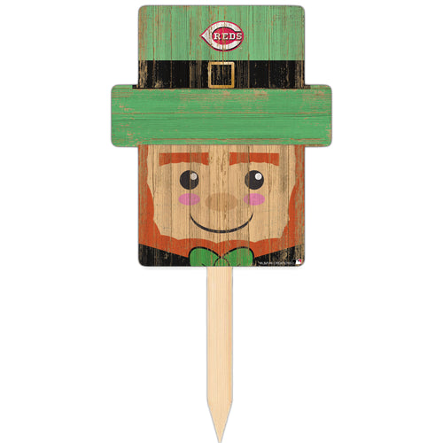 Wholesale MLB2146-Leprechaun Head Yard Stake / M2146-Cincinnati Reds