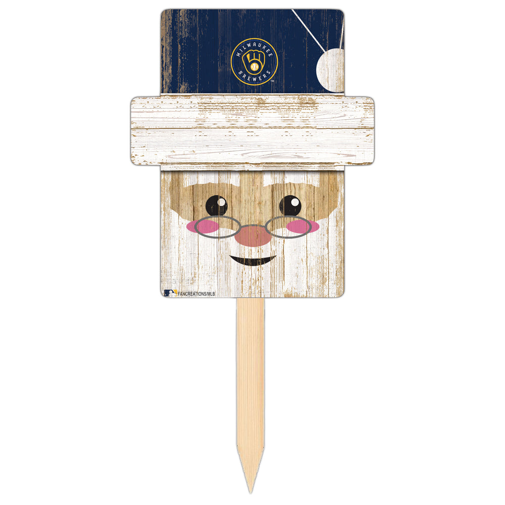 Wholesale MLB2147-Santa Head Yard Stake / M2147-Milwaukee Brewers